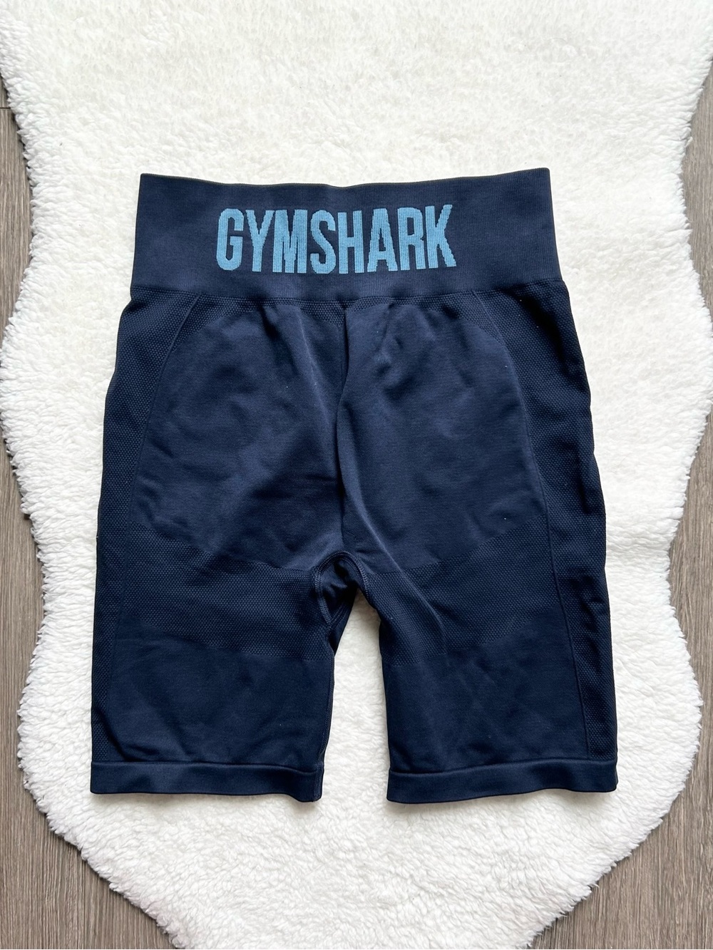 Gymshark High-Waist Navy Logo Bike Shorts